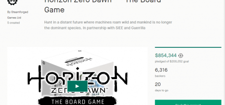 《地平线:零之曙光》官方桌游众筹仅2小时达成目标